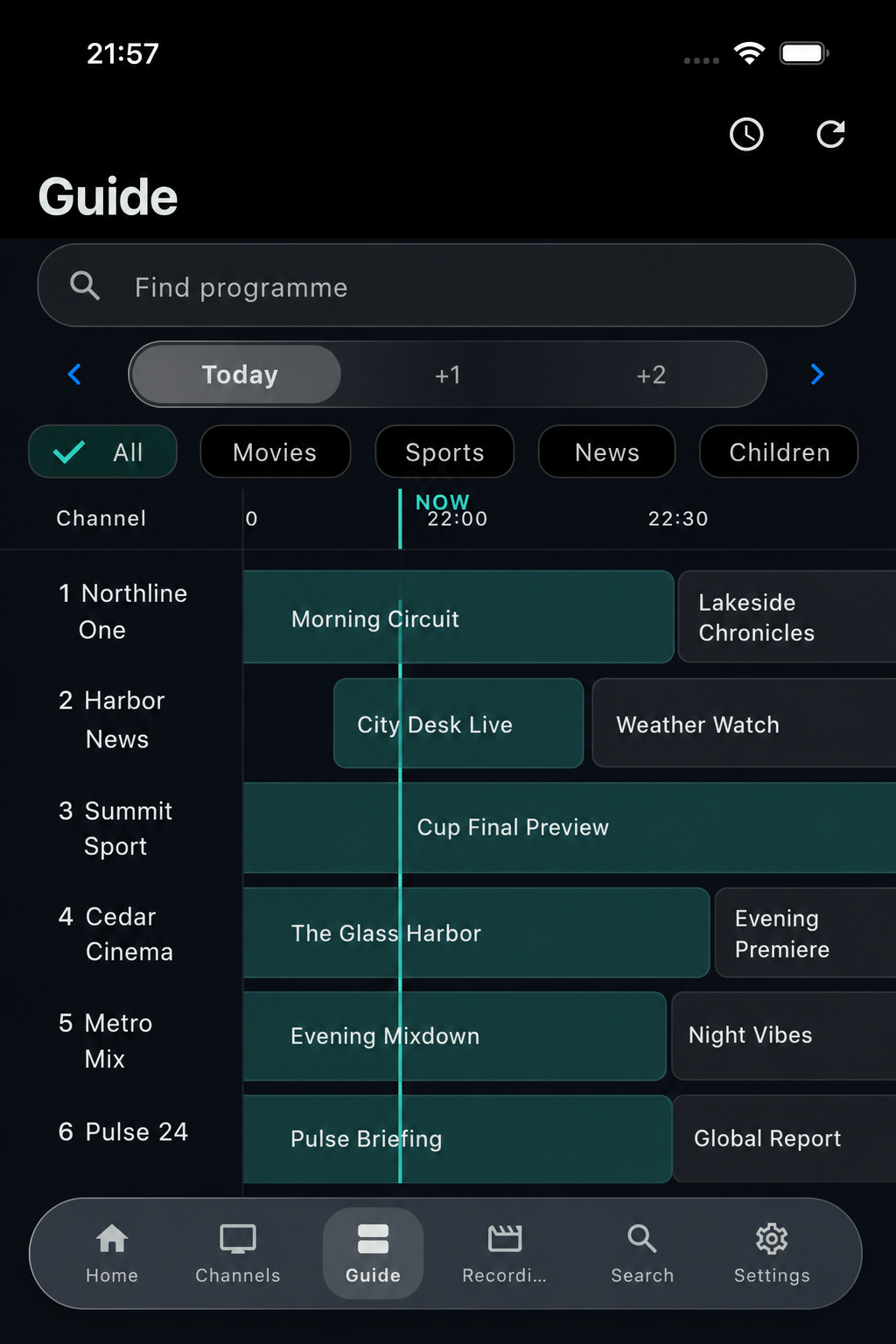 PlayTVH TV guide grid